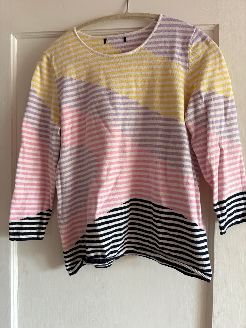 Girls' Striped Long-Sleeve Top in Pink, Purple & Yellow
